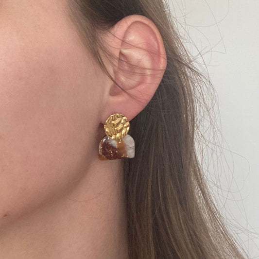 Boucles d'oreilles Maya ambre d'automne