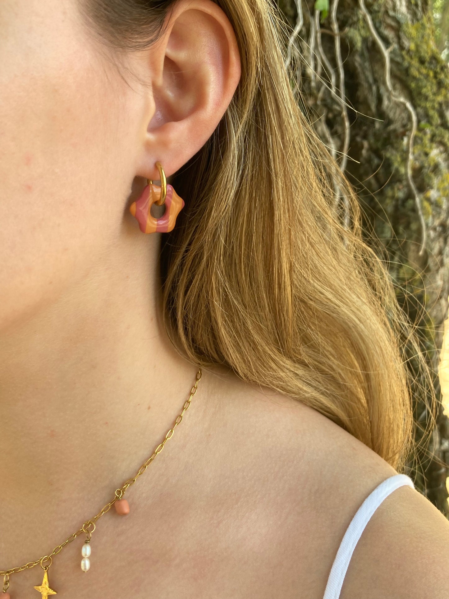 Pampilles Louna rayées rose/orange