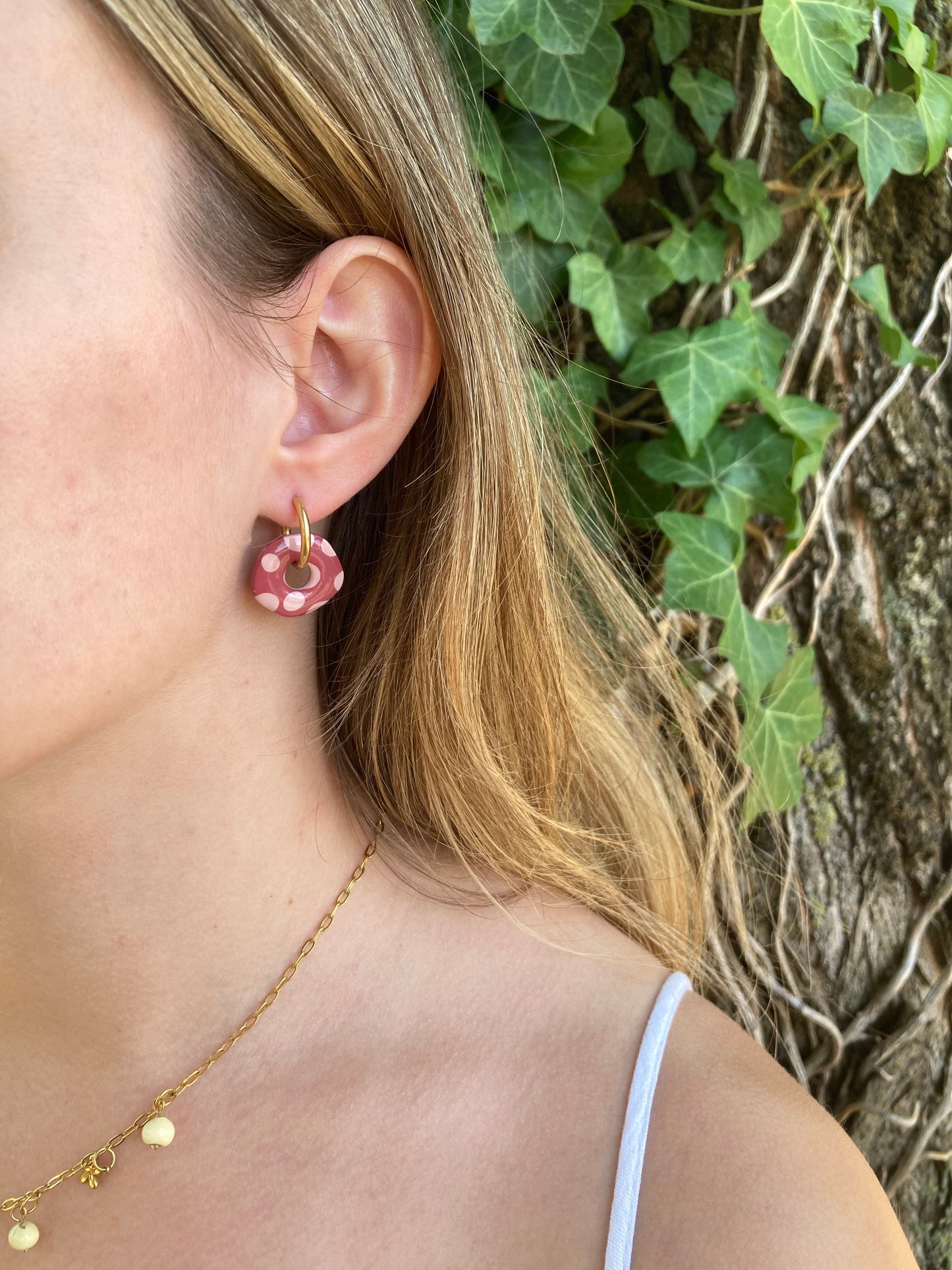 Pampilles mini Kira fond bordeaux pois rose