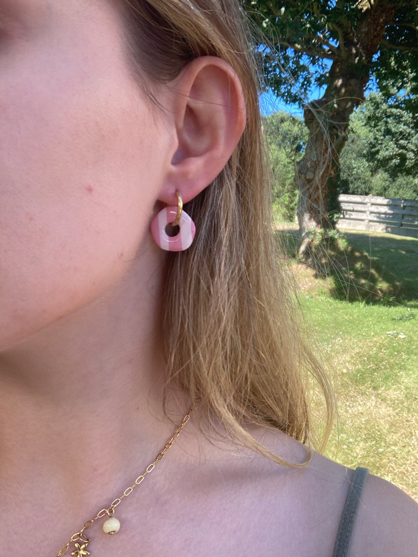 Pampilles mini Kira rayées rose