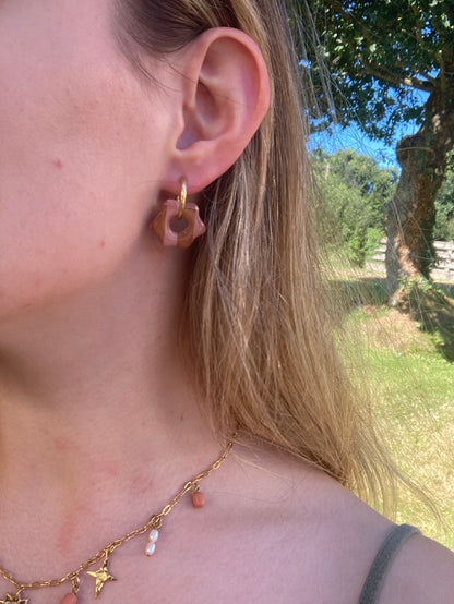 Pampilles Louna rayées rose et bronze