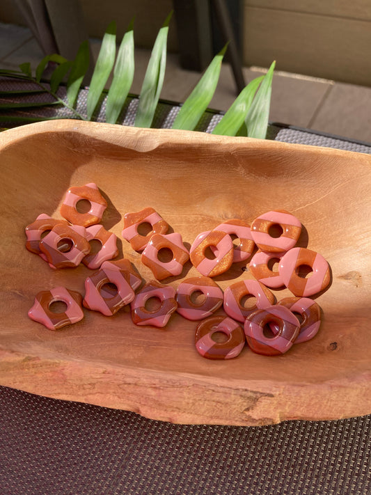 Pampilles mini Kira rayées rose et bronze