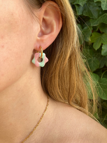 Pampilles Louna rayées rose/vert menthe