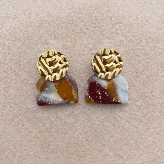 Boucles d'oreilles Maya ambre d'automne